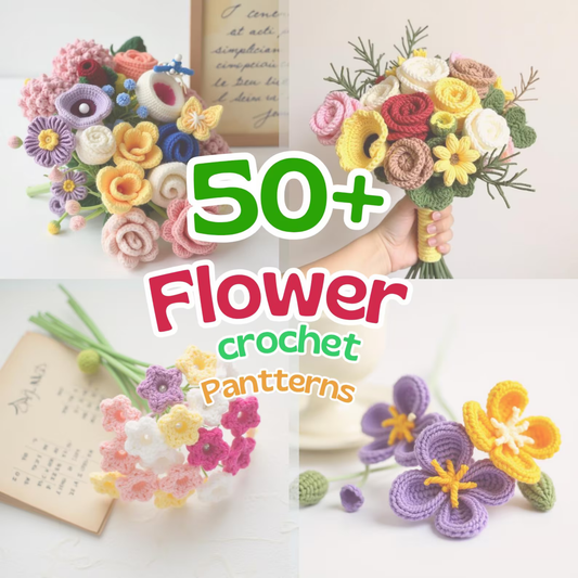 50-in-1 Crochet Flower Amigurumi Pattern Bundle.