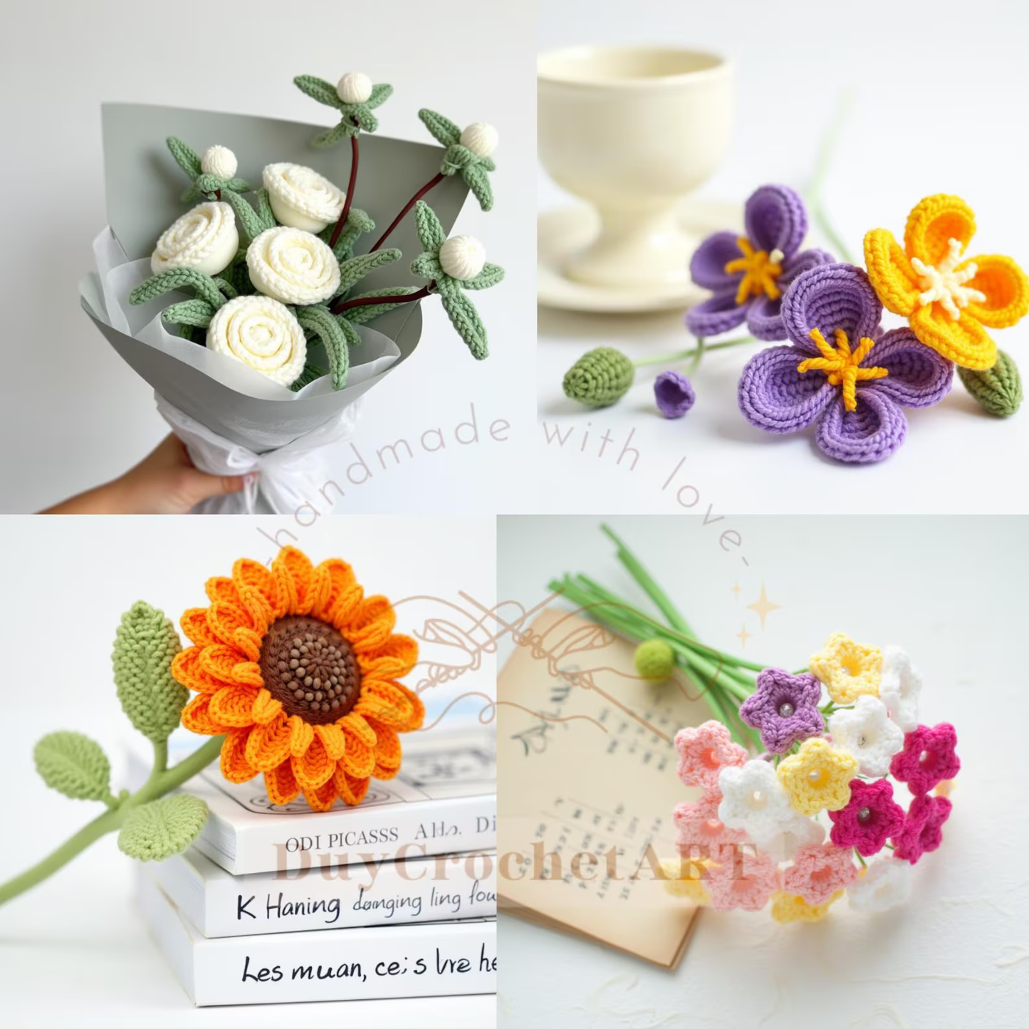 50-in-1 Crochet Flower Amigurumi Pattern Bundle.