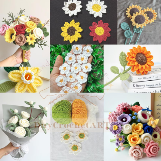 50-in-1 Crochet Flower Amigurumi Pattern Bundle.